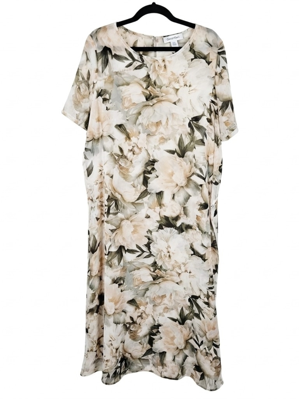 Calvin Klein Cottagecore Floral Sheer Overlay Midi Dress Cream Size Small